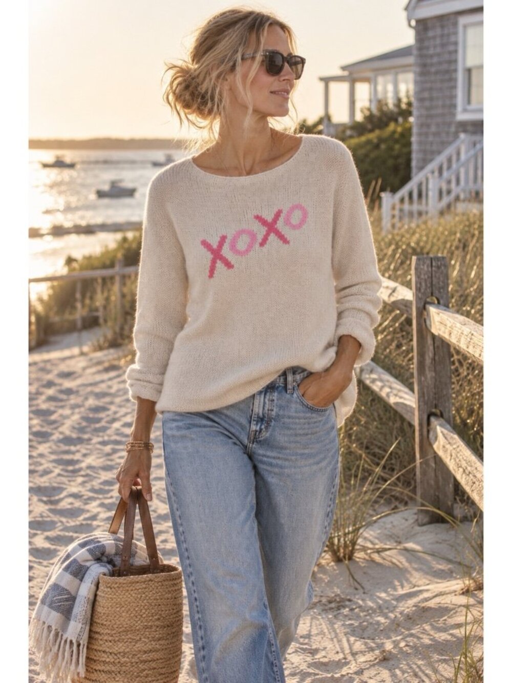 Wooden Ships Womens XOXO Sweater Sz Small Medium Half Moon Mohair Wool Blend